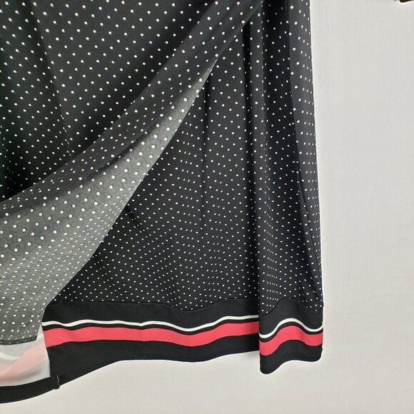 Talbots Faux Wrap Midi Dress Black Polka Dot Contrast Hem 3/4 Sleeve Size Medium - Picture 7 of 8